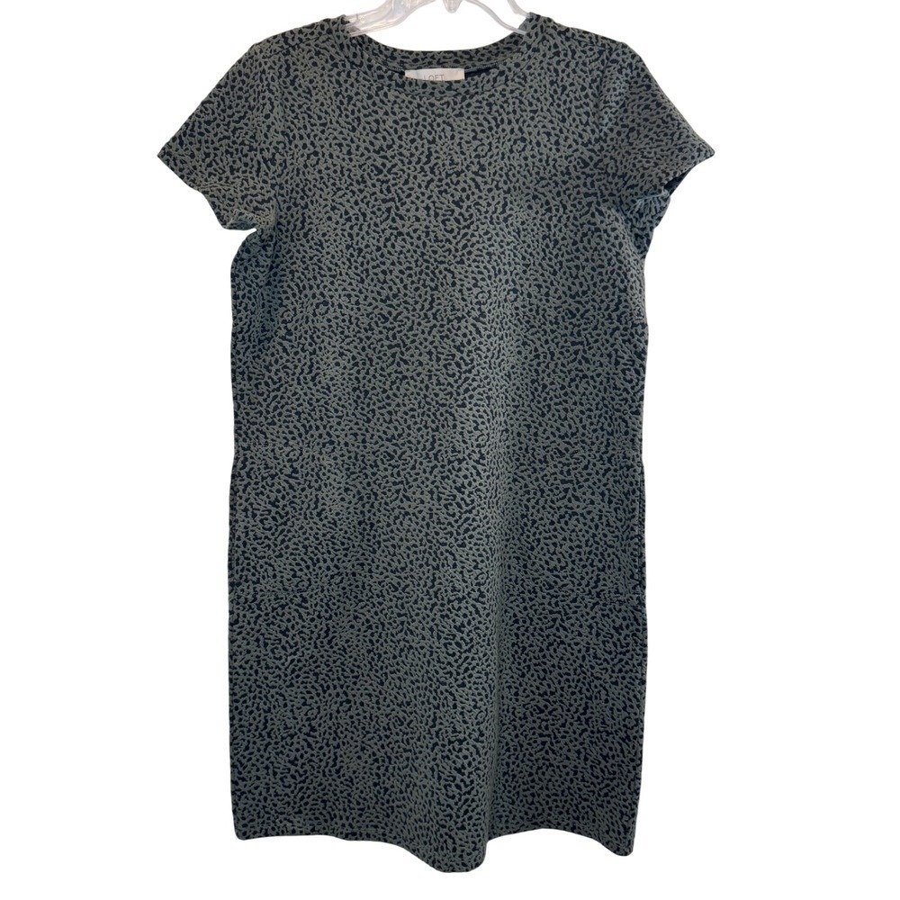 Loft Dress Women's Medium Olive Green Black Short Sleeve Casual‎ Career Texture